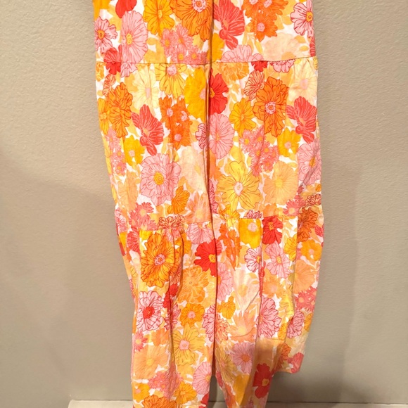 Petal + Pup Bold Vibrant Floral Cross Back V-Neck Maxi Dress Orange Size 2 - Picture 4 of 8